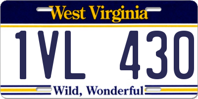 WV license plate 1VL430