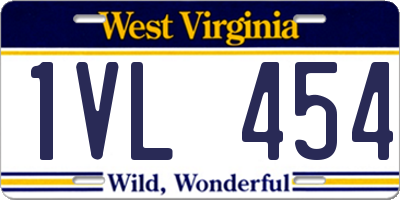 WV license plate 1VL454