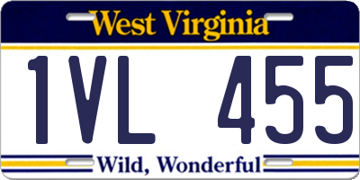 WV license plate 1VL455