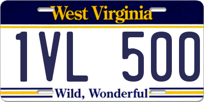 WV license plate 1VL500