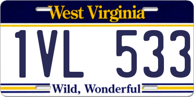 WV license plate 1VL533