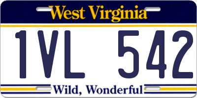 WV license plate 1VL542