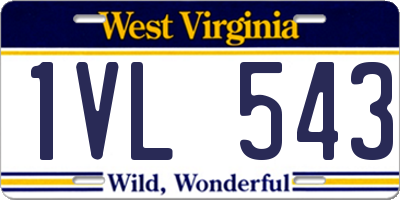 WV license plate 1VL543