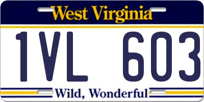 WV license plate 1VL603