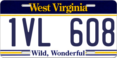 WV license plate 1VL608