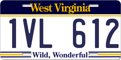 WV license plate 1VL612