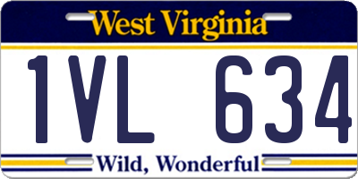 WV license plate 1VL634
