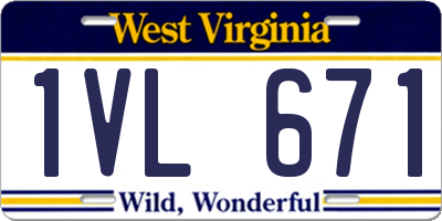 WV license plate 1VL671