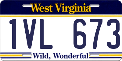 WV license plate 1VL673