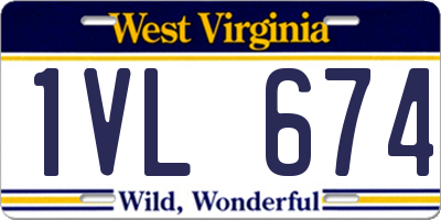 WV license plate 1VL674
