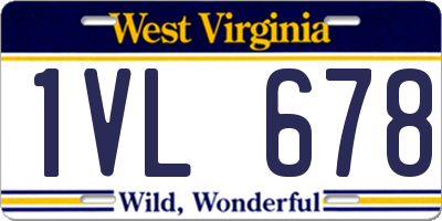 WV license plate 1VL678