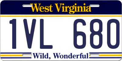 WV license plate 1VL680