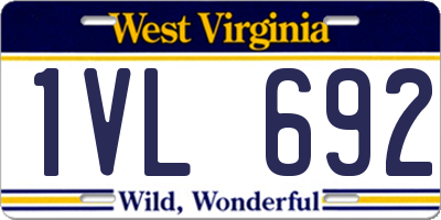 WV license plate 1VL692