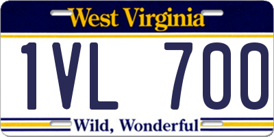 WV license plate 1VL700