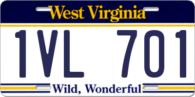 WV license plate 1VL701