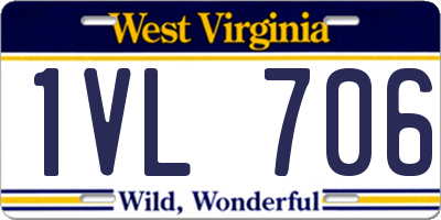 WV license plate 1VL706