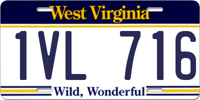WV license plate 1VL716