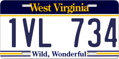 WV license plate 1VL734