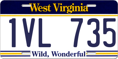 WV license plate 1VL735