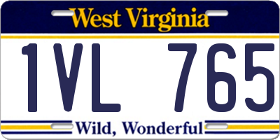 WV license plate 1VL765