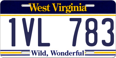 WV license plate 1VL783