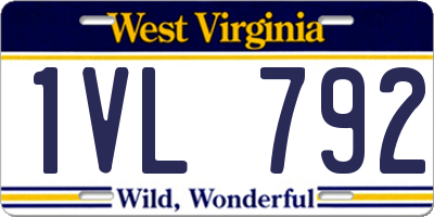 WV license plate 1VL792