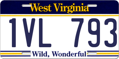 WV license plate 1VL793