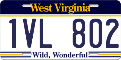 WV license plate 1VL802