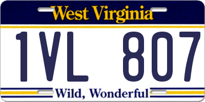 WV license plate 1VL807