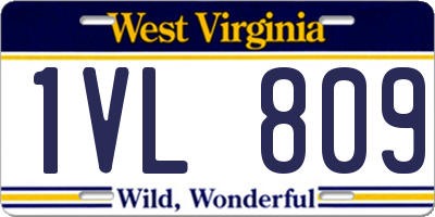 WV license plate 1VL809