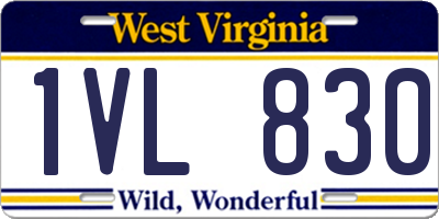 WV license plate 1VL830
