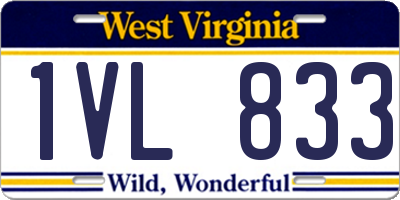 WV license plate 1VL833