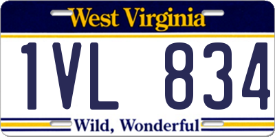 WV license plate 1VL834