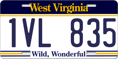 WV license plate 1VL835