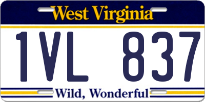 WV license plate 1VL837