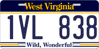 WV license plate 1VL838