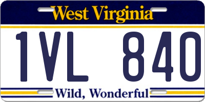 WV license plate 1VL840