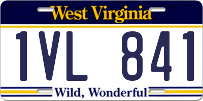 WV license plate 1VL841