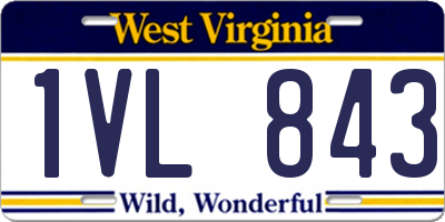 WV license plate 1VL843