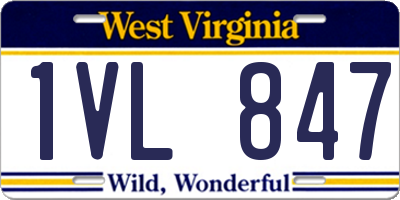 WV license plate 1VL847