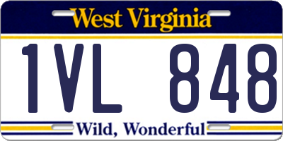 WV license plate 1VL848