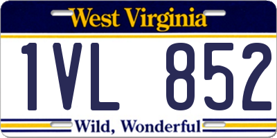 WV license plate 1VL852