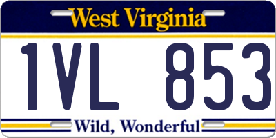 WV license plate 1VL853
