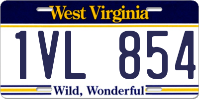 WV license plate 1VL854