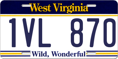 WV license plate 1VL870