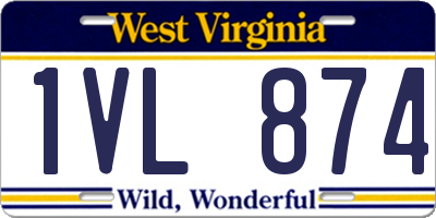 WV license plate 1VL874