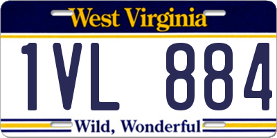 WV license plate 1VL884