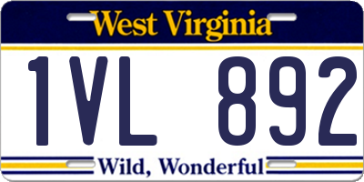WV license plate 1VL892