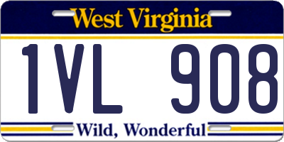 WV license plate 1VL908