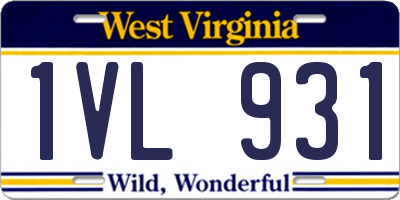 WV license plate 1VL931